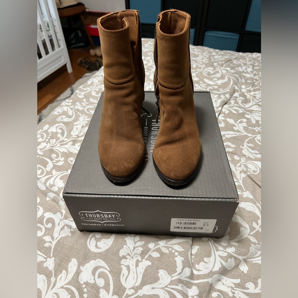 Thursday Boot Co Cognac Suede Ankle Boots